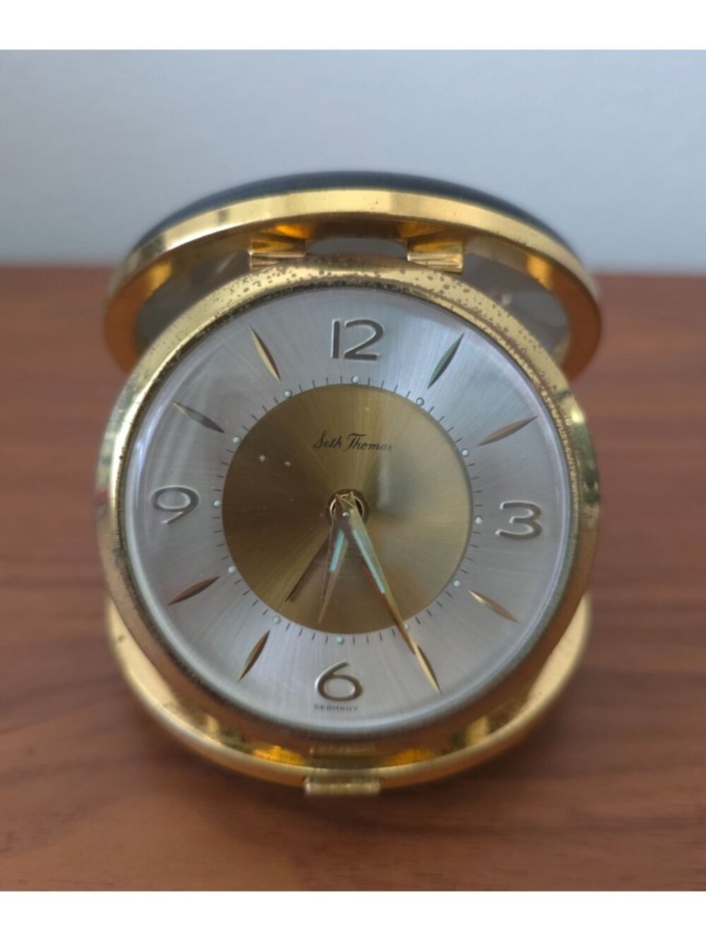 VTG Seth Thomas Keywound Alarm Clock Gold & Black Original Box Germany - WORKS - Picture 5 of 10